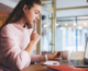 student studying with coffee