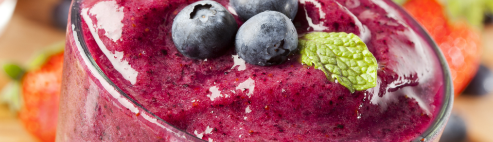 close up of a berry smoothie