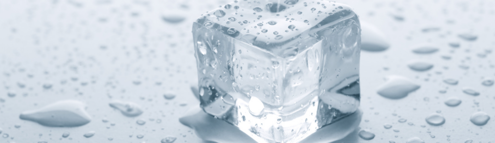 melting ice on a silver table