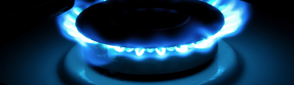 close up of a blue flame from a a burner