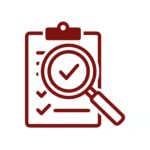 icon of a magnifying glass on paper revealing a checkmark